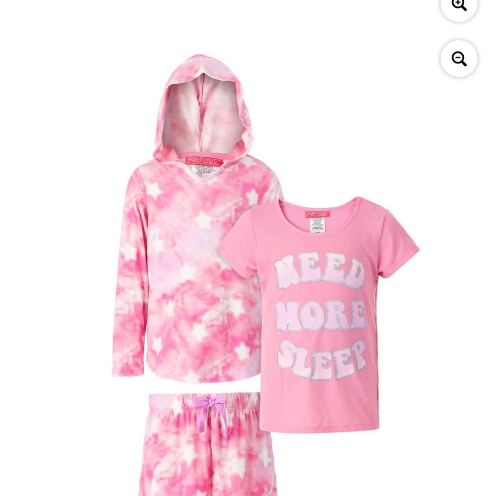 Saint Eve Kids Girls Pink Tie-Dye Hoodie & 'Need More Sleep' Tee Pajama Set